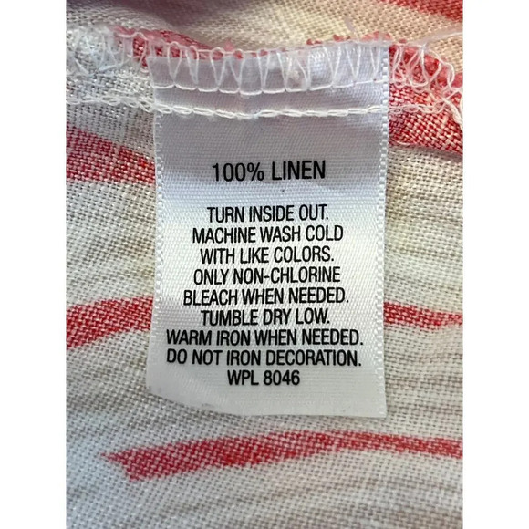 JM Collection Petite Womens L Cream Paisley V Neck  Linen Blouse - Picture 4 of 10